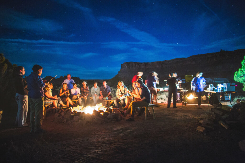 Moab elopement campfire